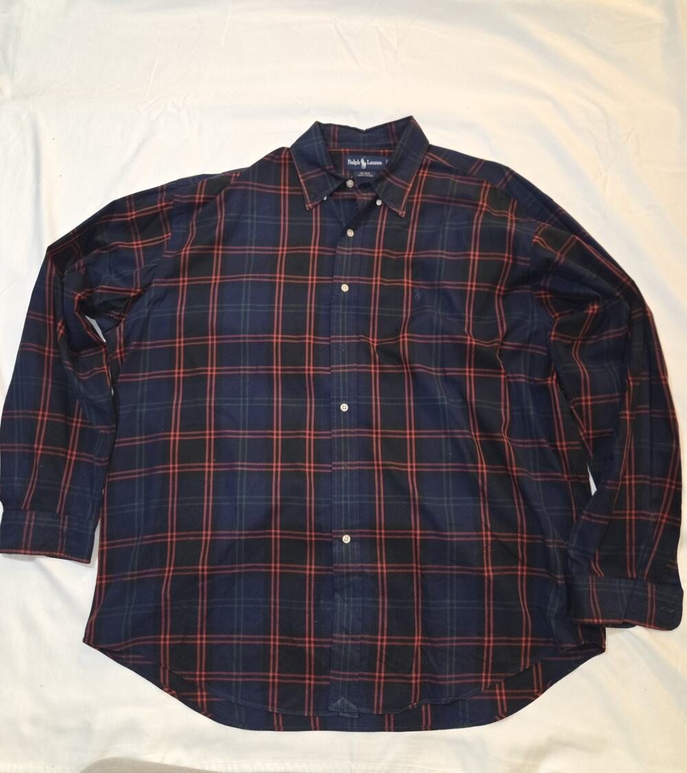 Ralph Lauren Shirt Mens Blue Red Green Size XL Blake Long Sleeve Button Down